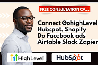 connect gohighlevel, hubspot to shopify, do facebook ads airtable slack zapier