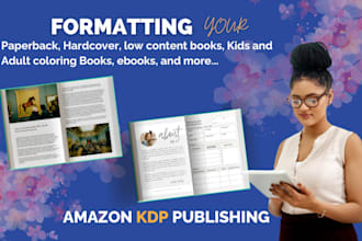 do book formatting for amazon KDP in all languages, book publishing, canva book
