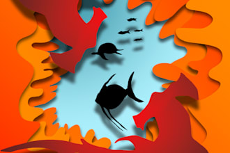 custom paper cut effect illustrations