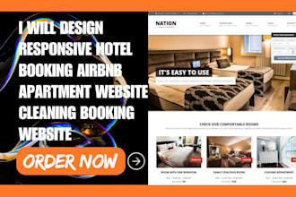 build responsive hotel booking airbnb apartment website cleaning booking website