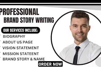 write brand story author bio about us page brand name strategy for your business