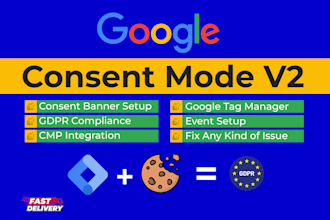 setup advanced cookie consent banner to verify google consent mode v2 via gtm