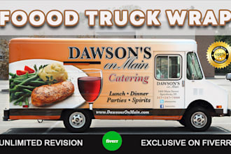 create fast food truck, outstanding box truck and any other vehicle wrap design