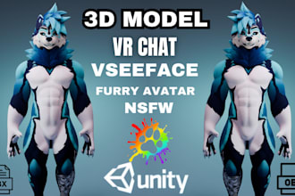 make custom vrchat avatar 3d vtuber model furry avi nsfw vr character rig avatar