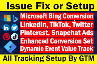 fix or set microsoft bing, linkedin, tiktok, pinterest conversion api tracking