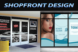 create modern shopfront window graphic and signage design