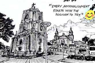 freehand draw architecture and structure design sketches