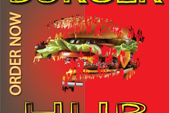 design burger banner, burger flyers,burger post in photoshop