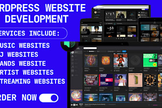 design a music website dj bands artists website with streaming functionalities