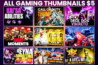 do gaming youtube thumbnail pubg,cod, minecraft,fortnite,clash royal,fifa 23,cs2