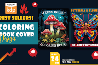 design attractive adult coloring book covers for amazon KDP