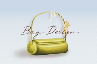 design a fashion bag with flat sketch and tech pack