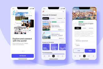 create universities searching app, online courses app, kid learning app