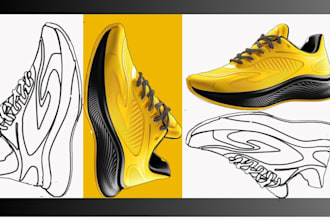 make a custom shoe footwear or sneaker design with tech pack