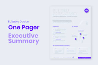 design one pager, executive summary in powerpoint