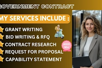 secure a government contract, bid proposal, business plan, grants, rfq, rfi, rfp