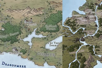 draw a fantasy map for your dnd campaign, rpg game, battle map, world map