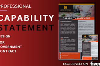 write and design capability statement government contract, bid proposal, rfp rfq