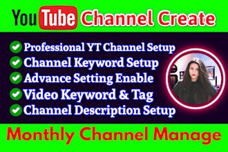 youtube channel create and setup with logo, banner, intro, outro and video SEO