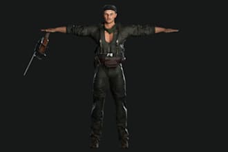 3d character model,game asset, aaa 3d model,ue 3d rig,stylized 3d,clean topology