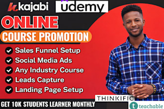 udemy online course promotion thinkific kajabi teachable course sales funnel