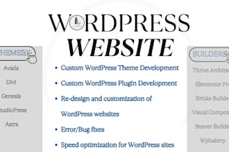 fix and design wordpress web using avada, elementor, astra, divi and wpbakery