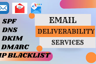 setup email deliverability, spf, dns, dkim, dmarc and remove ip blacklist