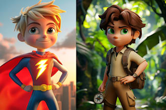 create stunning 3d pixar style cartoon characters avatar logo and banners