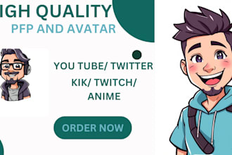 draw cartoon pfp avatar logo for youtube twitch, cartoon character, funko pop