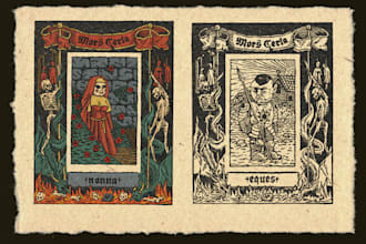 do a medieval woodcut gothic etching illustration