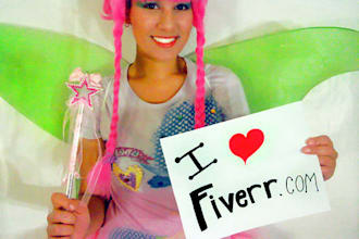 hold a sign with your message on it dressed as a fairy