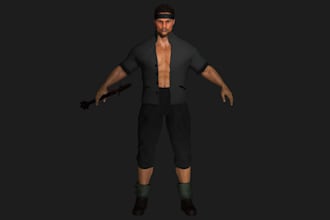 aaa realistic character model,low poly 3d model, muscular model,topology,texture