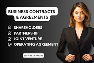 draft shareholder, partnership, joint venture, operating agreement and contract