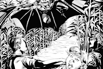 illustrations for graphic novels with themes of mystery