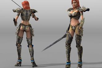 retexture 3d game character designs, 4k texture, ue5 rig, 3d animation, vrchart
