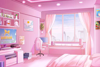 anime background and environment art for game vtuber