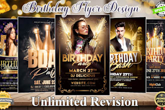 design unique party invitation birthday flyer within 6 hours