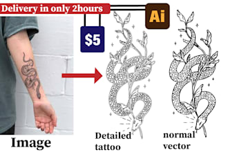 convert your image into tattoo, stencil art or silhouette by outline tracing