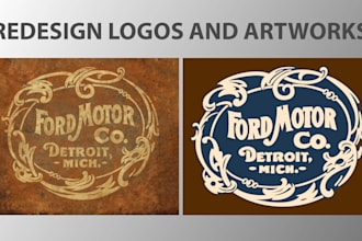 redesign logo and any low quality design fix resizes cleanup artwork