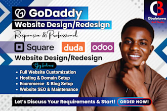create godaddy website design, odoo, duda, square website design and redesign