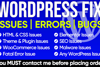 fix wordpress website issues error bug elementor