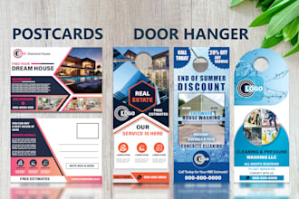 do pressure washing, real estate postcard and door hanger design