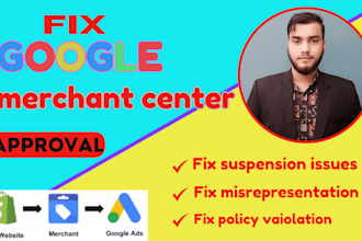fix gmc, suspension issue, misrepresentation in google merchant center