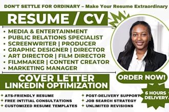 write media, entertainment resume, film producer, actor, art director, editor cv