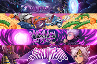 draw anime banners for youtube and twitch