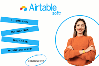 setup airtable database, workflow, automation, airtable api, create softr
