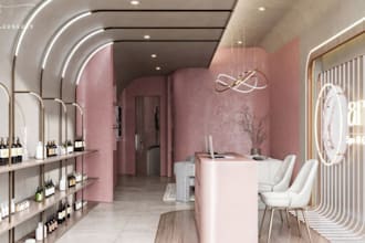 design 3d spa room, clinic makeup, hair dress with 3d render