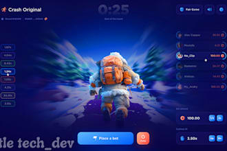 create crash game website design, mobile betapp UI uxdesign,