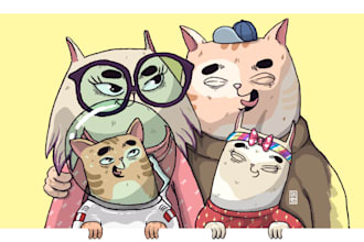 draw people turned into cats for you