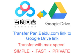 transfer pan baidu link to google drive link service